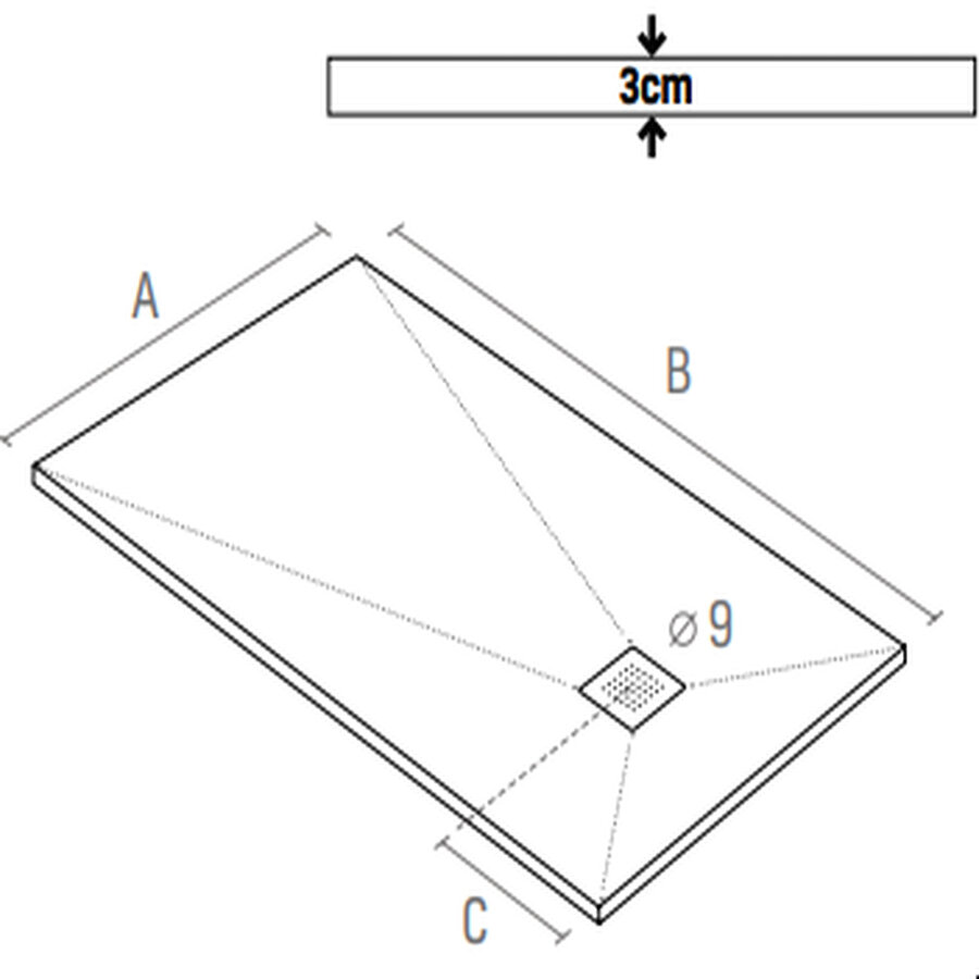 Douchebak Aquasplash Renovi 180x90x3 cm Composietsteen Mat Zwart