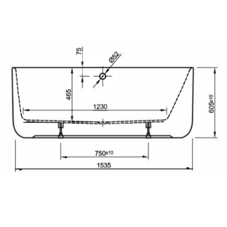 Ligbad Back To Wall Plieger Kansas Asymmetrisch Rechts 155 cm Glanzend Wit