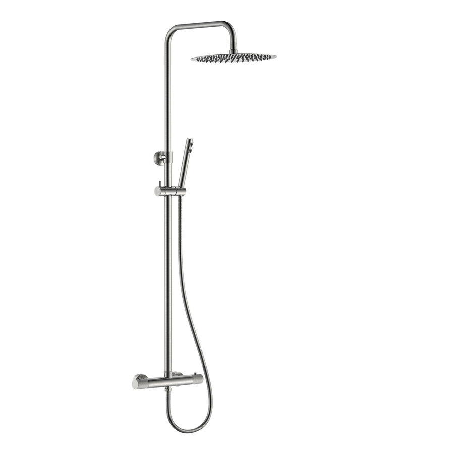 Regendoucheset Opbouw AQS Ribbel Opbouw Geborsteld Staal