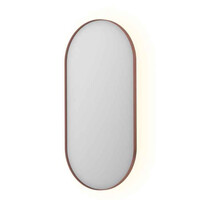 Spiegel Ink SP21 Ovaal In Stalen Kader 50 x 4 x 100 cm Met Color Changing LED Verlichting Geborsteld Koper