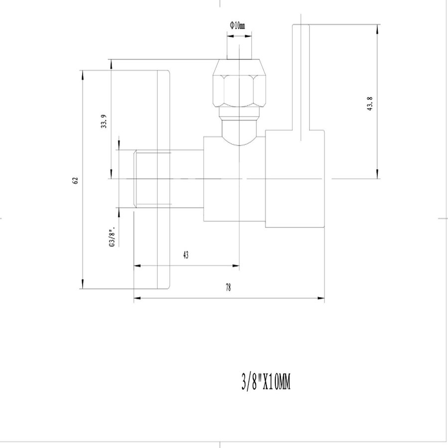 Hoekstopkraan Riko Minimal 3/8x10 Inclusief Rozet Mat Zwart