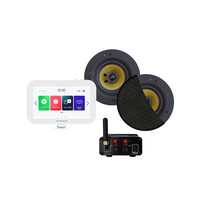 Badkamerradio Aquasound N-Joy Connect ,  Controller (IPX7) + Wand Lader + Samba Speakerset Mat Chroom+ Bluetooth Versterker / 50 WATT / 230V/12V