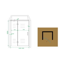 Wiesbaden nis swingdeur + vast paneel 140 (60-80) x 200 NANO