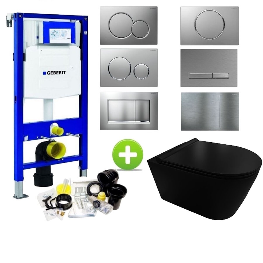 UP320 Toiletset 35 Civita Black Rimless Mat Zwart Met bril En Drukplaat