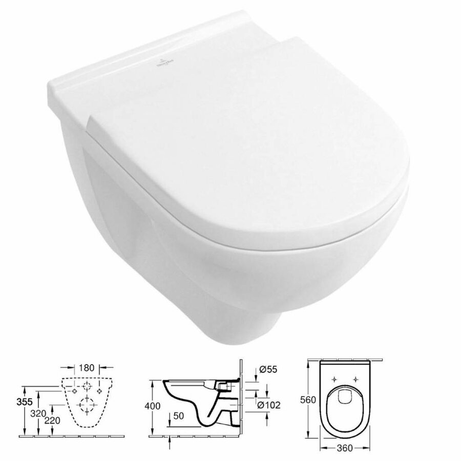 Up100 Toiletset 30 Villeroy & Boch O.Novo Directflush Met Bril En Drukplaat