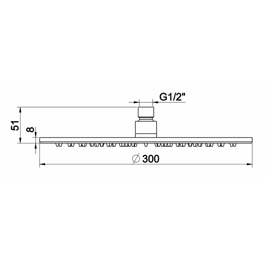 Luxe Mess.Hoofddouche Rond 300Mmx8Mm Chroom