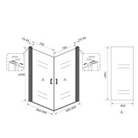 Douchecabine Wiesbaden Uni 2 Draaideuren 90x90 cm Nano Helder Glas 8 mm Mat Zwart