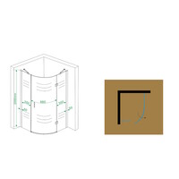 Wiesbaden 1/4 r.douchecabine RS 900x900x2000 chr.8mm NANO