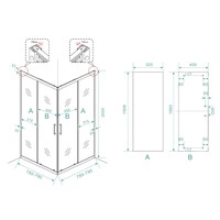 Douchecabine Wiesbaden Skyline Hoekinstap + 2 Schuifdeuren 80x80x200 cm 8mm Helder Glas NANO Coating Mat Zwart