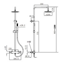 Opbouw Regendouche Set Aqua Splash Colorato Thermostatisch Hoofddouche 20 cm Rond Geborsteld Koper