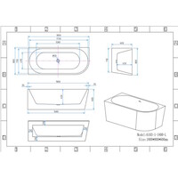 Vrijstaand Hoekbad Aquasplash Aloni Links 180x80 Wit