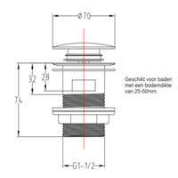 Pop Up Waste Bad Arcqua 1 1/2 Met Overloop Mat Beton