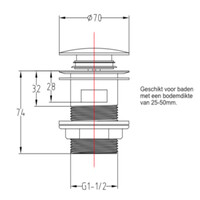 Pop-up Waste Bad Arcqua 1-1/2 Met Overloop Glans Wit