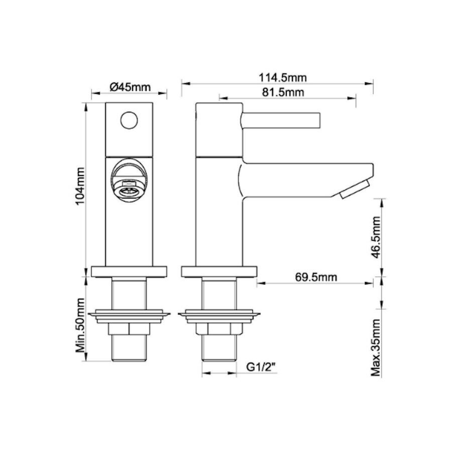 Toiletkraan Koudwater Wiesbaden Amador KIWA 1'2 Inch Chroom