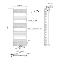 Handdoek Radiator BWS Cory 160x60 cm 557 Watt Midden en Zijaansluiting Geborsteld Messing Goud