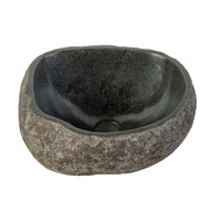Waskom BWS Stone Rond 35x15x12 cm Riviersteen Grijs