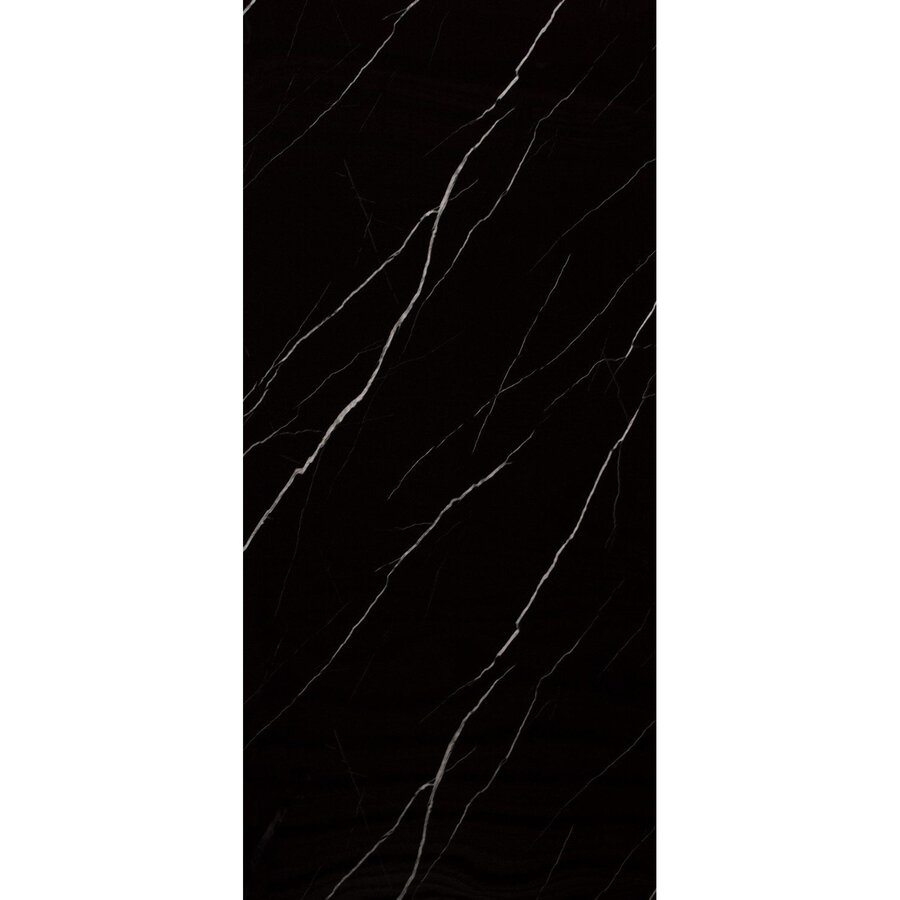Wandpaneel Isodeco Nero Marquina 120x260 cm Waterbestendig Hoogglans Carrara Black (Prijs per Plaat)