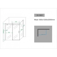 Douchecabine schuifdeur 120x90x200 cm 8 mm glas met NANO coating