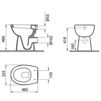 Staande verhoogde toiletpot Sydney PK diepspoel