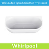 Wiesbaden Half Vrijstaande Whirlpool Wiesbaden Zenn 180x80x58 cm Luchtsysteem Met RVS Jets Mat Wit