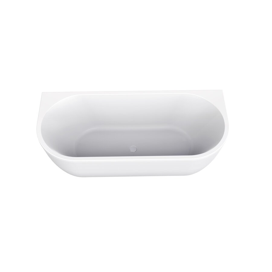 Half Vrijstaande Whirlpool Wiesbaden Zenn 180x80x58 cm Luchtsysteem Met RVS Jets Mat Wit