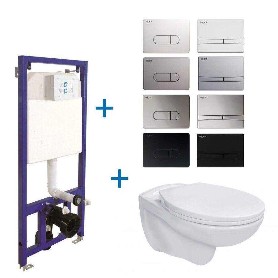 Toiletset Budget Set 01 Basic Pro Randloos Wit Met BWS Drukplaat