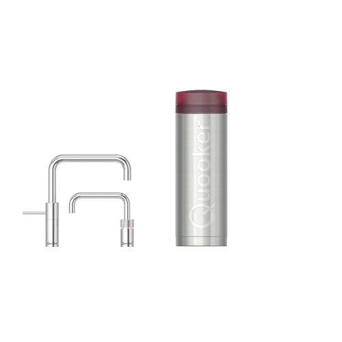 Quooker Nordic Square Twintaps met PRO3 VAQ-E Boiler Chroom 