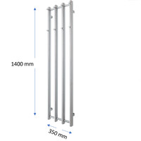 Designradiator TVS Vino 4 Chroom 140 x 35 cm