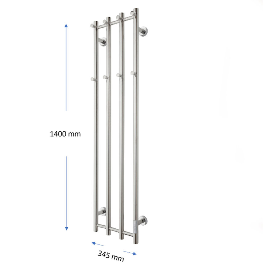 Elektrische Radiator TVS ELDO 4 Gepolijst RVS met Timer 140x34.5 cm