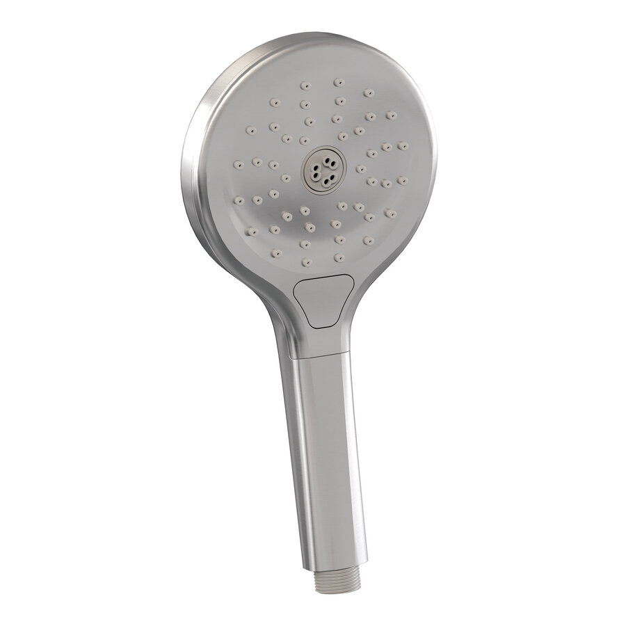 BRAUER Brushed Edition thermostatische inbouw badkraan met drukknoppen SET 04 met uitloop en 3-standen handdouche en doucheslang en wandaansluitbocht RVS geborsteld PVD
