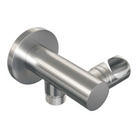BRAUER Brushed Edition thermostatische inbouw badkraan met drukknoppen SET 04 met uitloop en 3-standen handdouche en doucheslang en wandaansluitbocht RVS geborsteld PVD