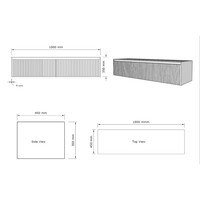 Onderkast Gliss Design Timotheus 180 CM 2 Lades Incl Topplaat Charcoal
