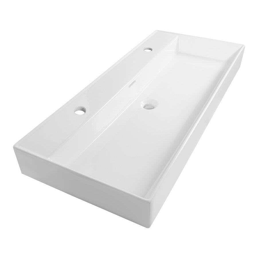 Meubelset Brauer Solution 100 Old Castle 2 Lades Met Wastafel Legend Glanzend Wit 2 Kraangaten