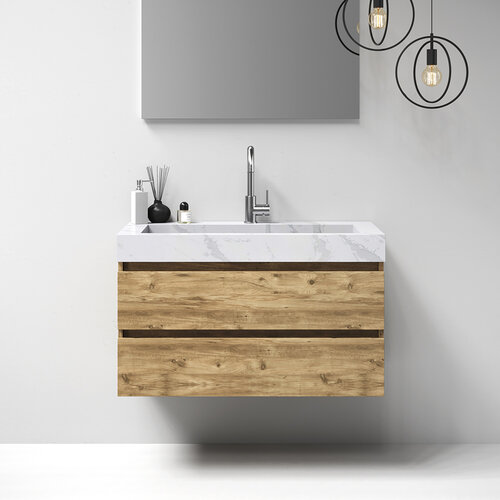 Meubelset Brauer Solution 100 Old Castle 2 Lades Met Wastafel Artificial Marble Wit 1 Kraangat 