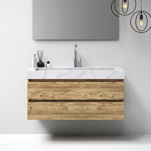 Meubelset Brauer Solution 120 Old Castle 2 Lades Met Wastafel Artificial Marble Wit 1 Kraangat 