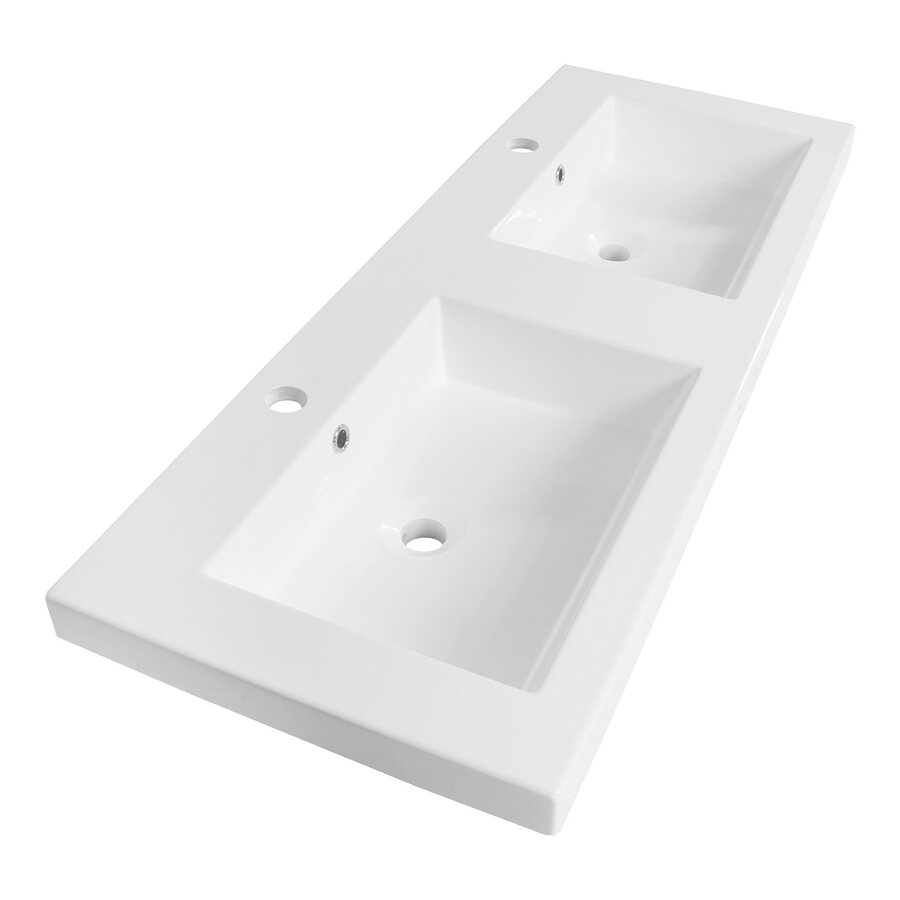 Meubelset Brauer Solution 120 Viking Shield 4 Lades Met Wastafel Foggia Glanzend Wit 2 Kraangaten