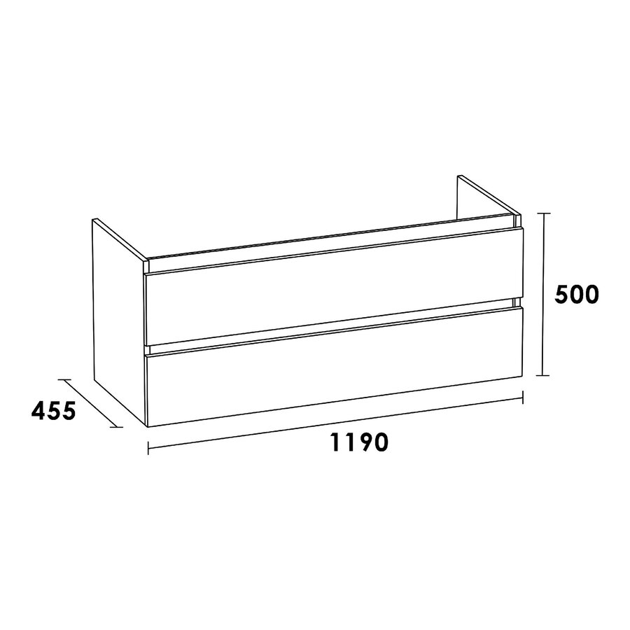 Meubelset Brauer Solution 120 Viking Shield 2 Lades Met Wastafel Legend Glanzend Wit 2 Kraangaten