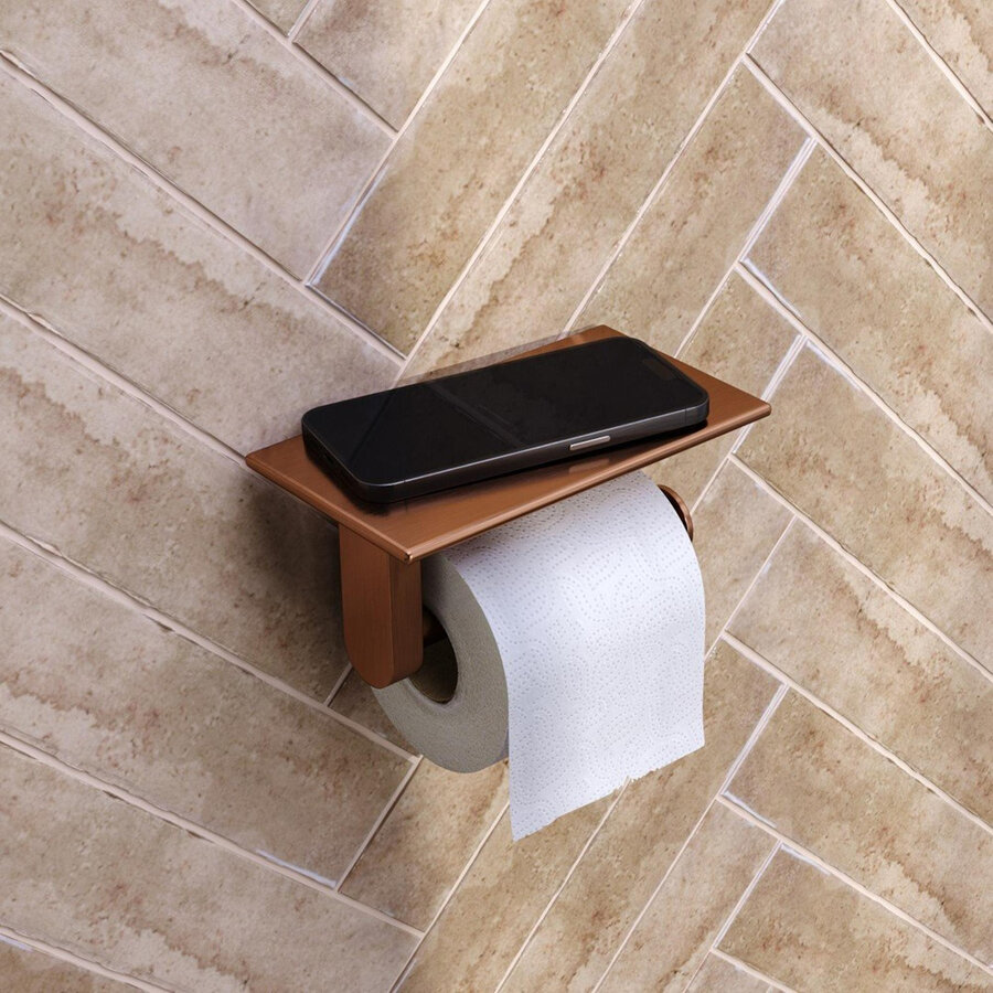 Toiletrolhouder Brauer Copper Edition Met Planchet Koper Geborsteld PVD