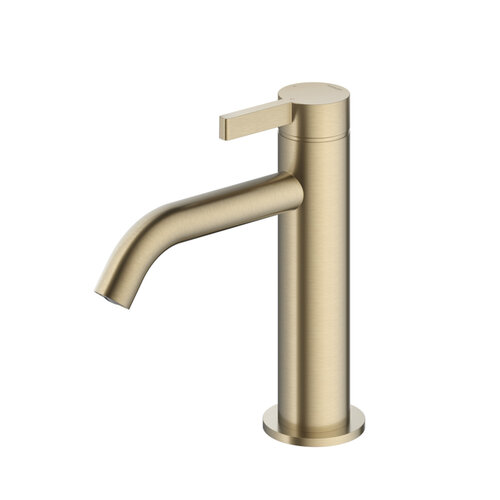 Wastafelmengkraan Hotbath Ace 1-Hendel Gebogen 15.5 cm Geborsteld Messing PVD 
