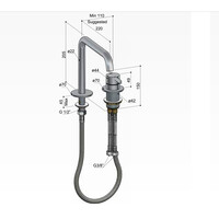 Wastafel Mengkraan Hotbath ace 2-gats Met draaibare uitloop 20 cm Geborsteld Koper PVD