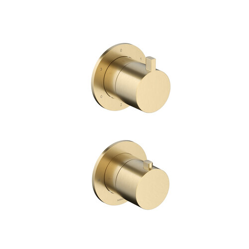 Inbouw thermostaat - Afbouwdeel Hotbath Ace Met 3-Weg Stop-Omstel Geborsteld Messing PVD 