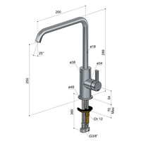 Keukenmengkraan Hotbath Ace Met draaibare uitloop 29 cm Geborsteld Nikkel