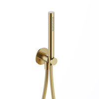 Handdouche Hotbath Ace Met Wandsteun Met Uitlaat En Doucheslang 150cm Geborsteld Messing PVD