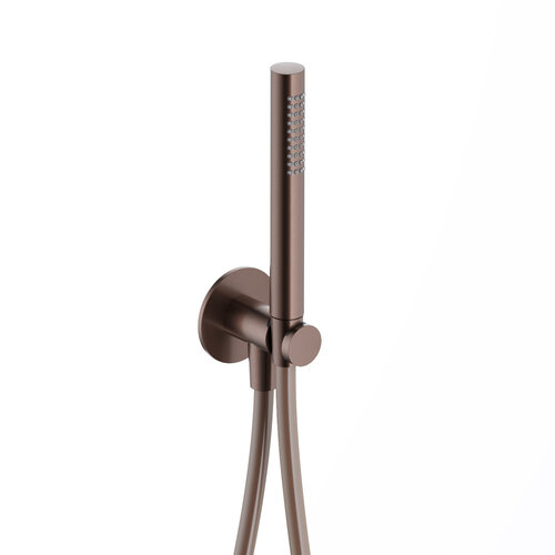 Handdouche Hotbath Ace Met Wandsteun Met Uitlaat En Doucheslang 150cm Geborsteld Koper PVD 