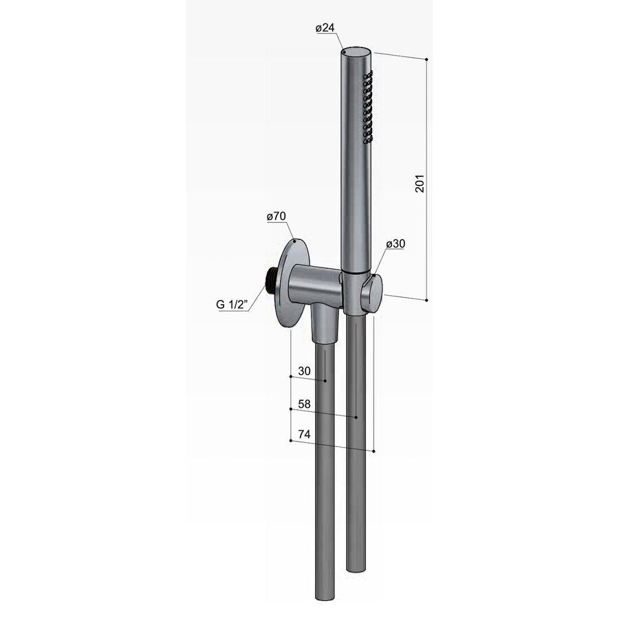 Handdouche Hotbath Ace Met Wandsteun Met Uitlaat En Doucheslang 150cm Geborsteld Koper PVD