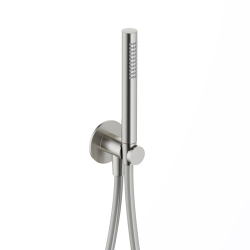 Handdouche Hotbath Ace Met Wandsteun Met Uitlaat En Doucheslang 150cm Geborsteld Nikkel 