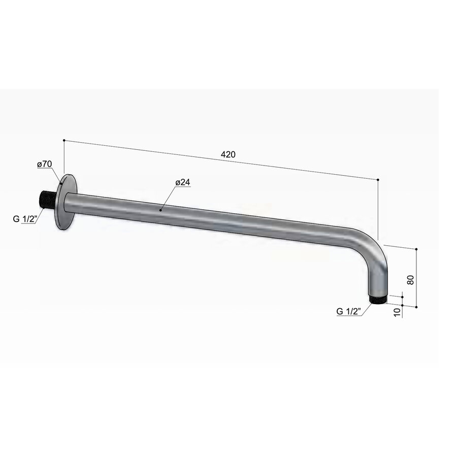 Wandarm Hotbath Ace 42 cm Geborsteld Zwart PVD