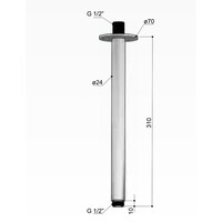 Plafondbuis Hotbath Ace 30 cm Geborsteld Messing PVD