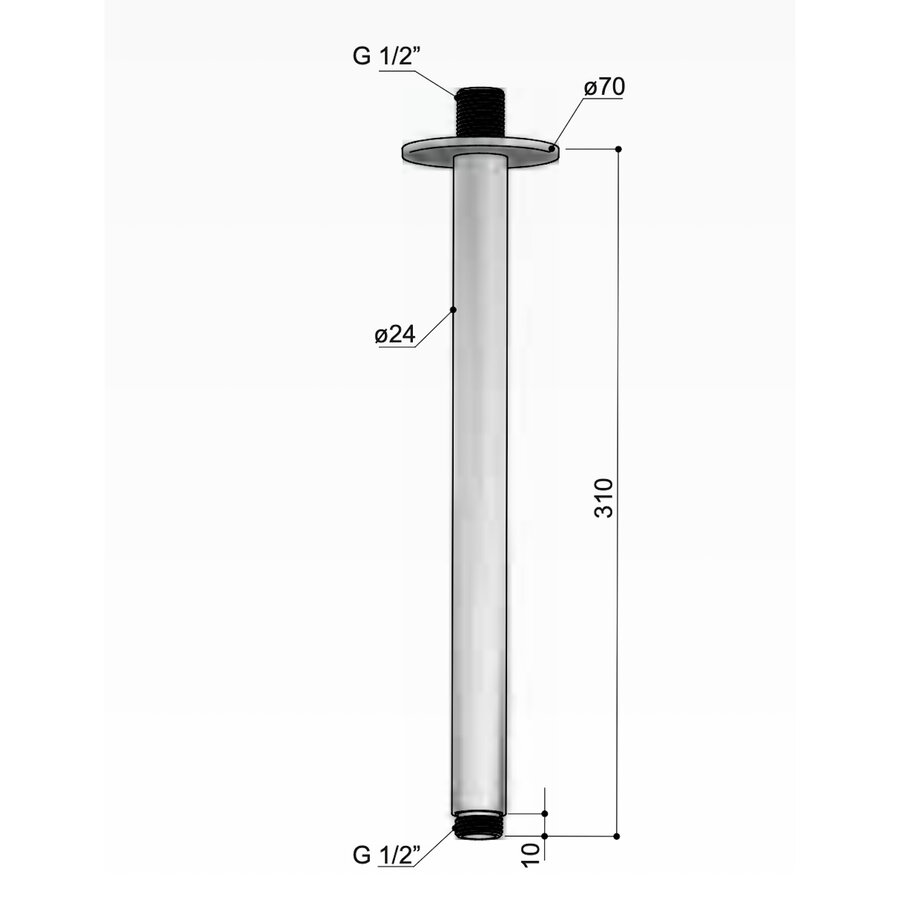 Plafondbuis Hotbath Ace 30 cm Gepolijst Zwart PVD