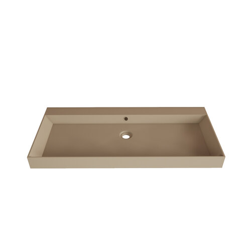 Wastafel Gliss Design Lako 100 cm 2 Kraangaten Mat Cappuccino 